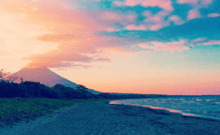 Sunset, Volcano, and Beach on Ometepe Island, Nicaragua