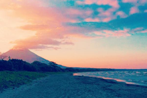 Sunset, Volcano, and Beach on Ometepe Island, Nicaragua
